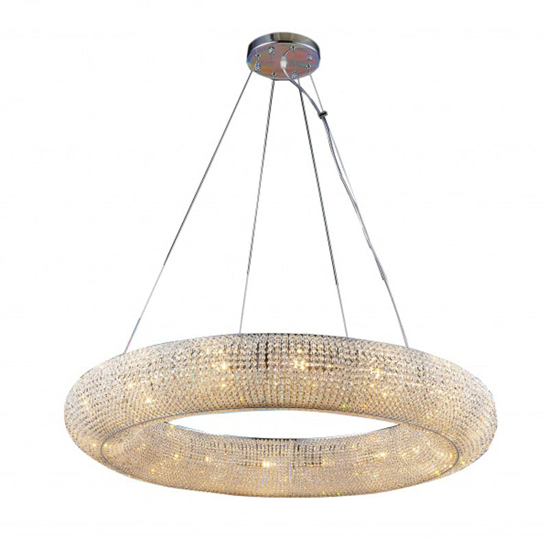 Clear Crystal Beaded Round Halo Ring Chandelier with Hardware, LX52, by Bethel