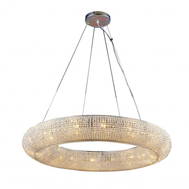 Clear Crystal Beaded Round Halo Ring Chandelier with Hardware, LX52, by Bethel