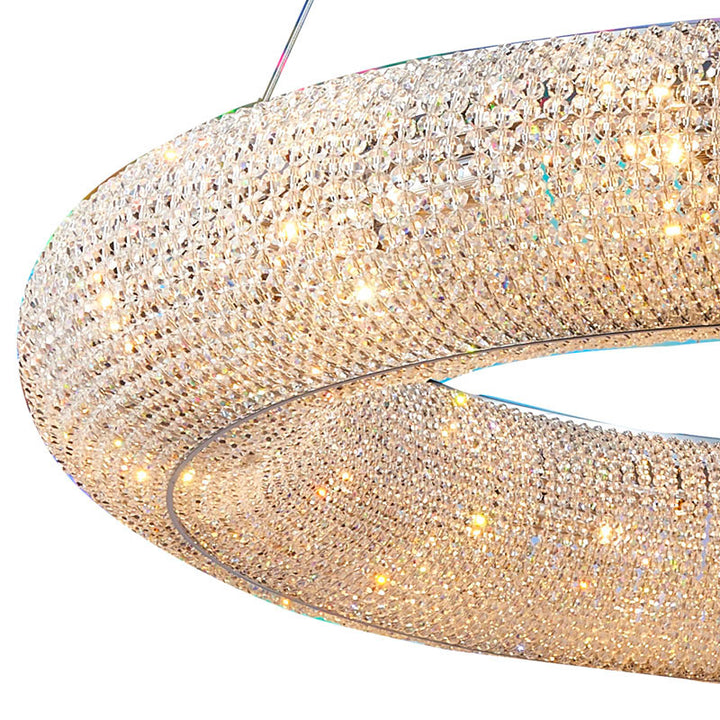 Clear Crystal Beaded Round Halo Ring Chandelier with Hardware by Bethel - view 5
