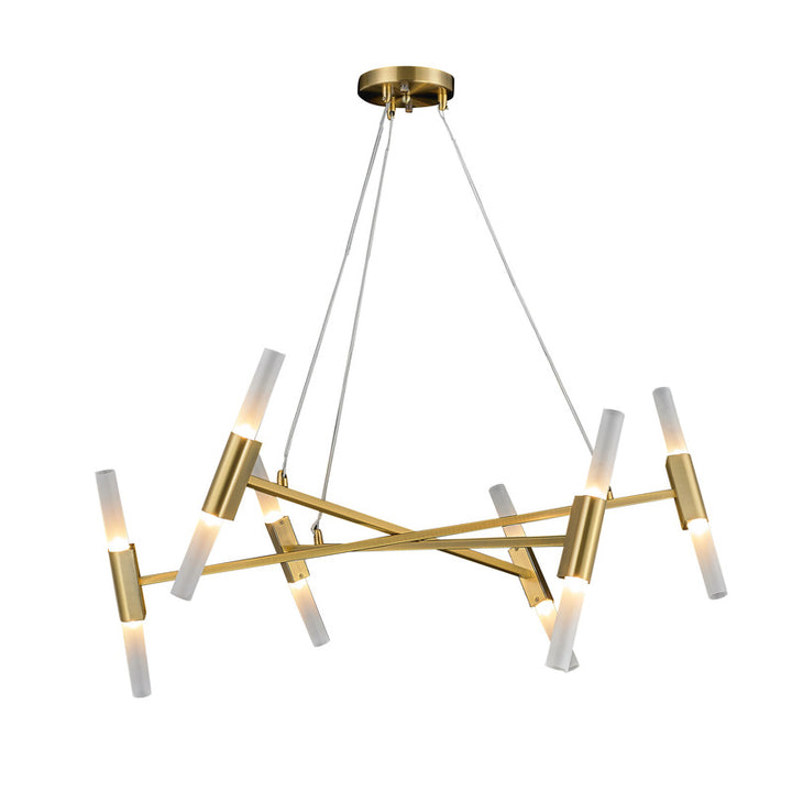 Round Frame with Frosted Glass Shades Height Is Adjustable Chandelier in Antique Brass by Bethel