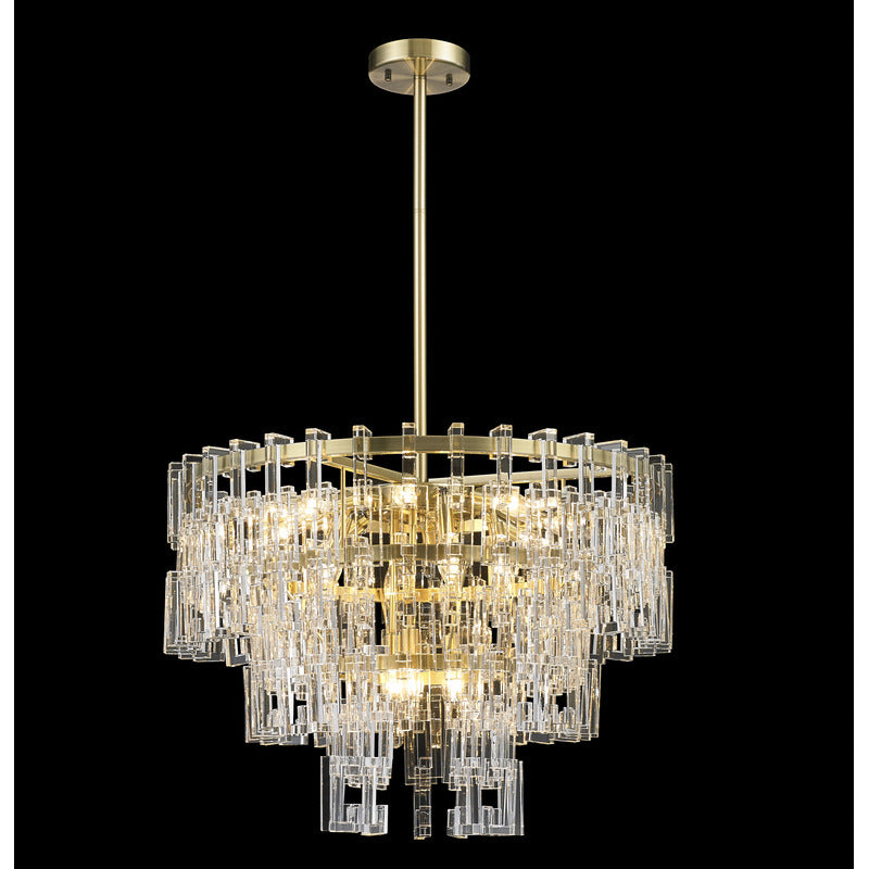 Metal Frame Chandelier with Clear Crystal Links, -, by Bethel