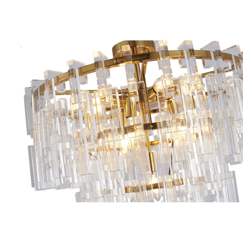 Metal Frame Chandelier with Clear Acrylic Hanging Links by Bethel - view 9