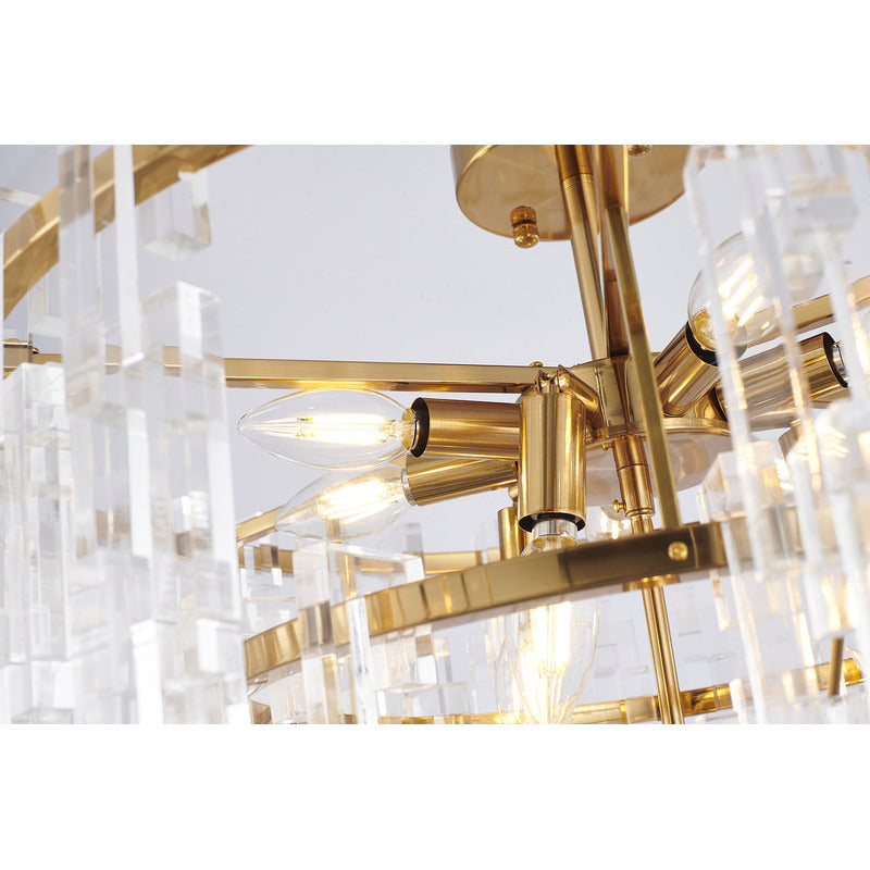 Metal Frame Chandelier with Clear Acrylic Hanging Links by Bethel - view 11