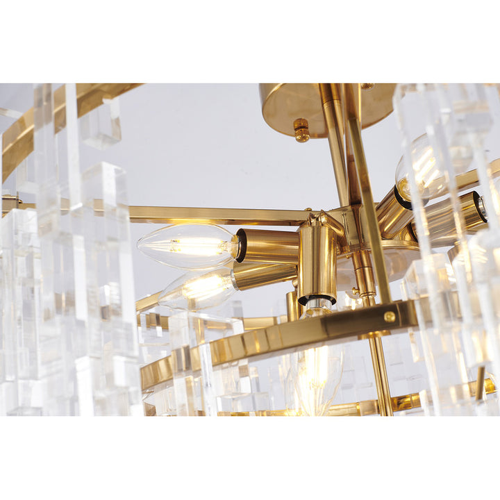 Metal Frame Chandelier with Clear Acrylic Hanging Links by Bethel - view 11
