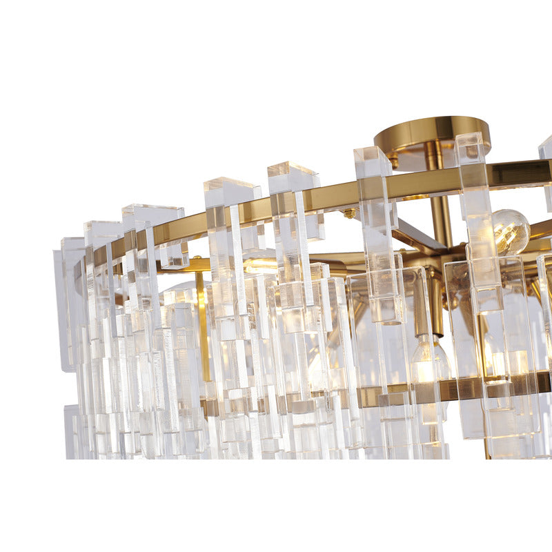 Metal Frame Chandelier with Clear Acrylic Hanging Links by Bethel - view 12