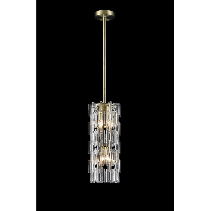 Antique Bronze Frame Single Pendant Light with Clear Acrylic Links Draping Around by Bethel