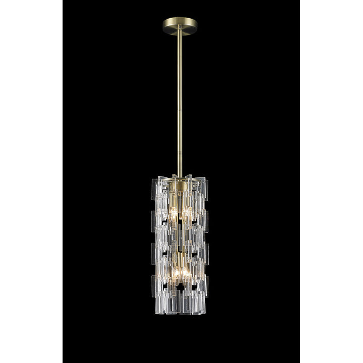 Antique Bronze Frame Single Pendant Light with Clear Acrylic Links Draping Around by Bethel