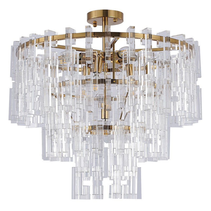 Metal Frame Chandelier with Clear Acrylic Hanging Links by Bethel - view 2