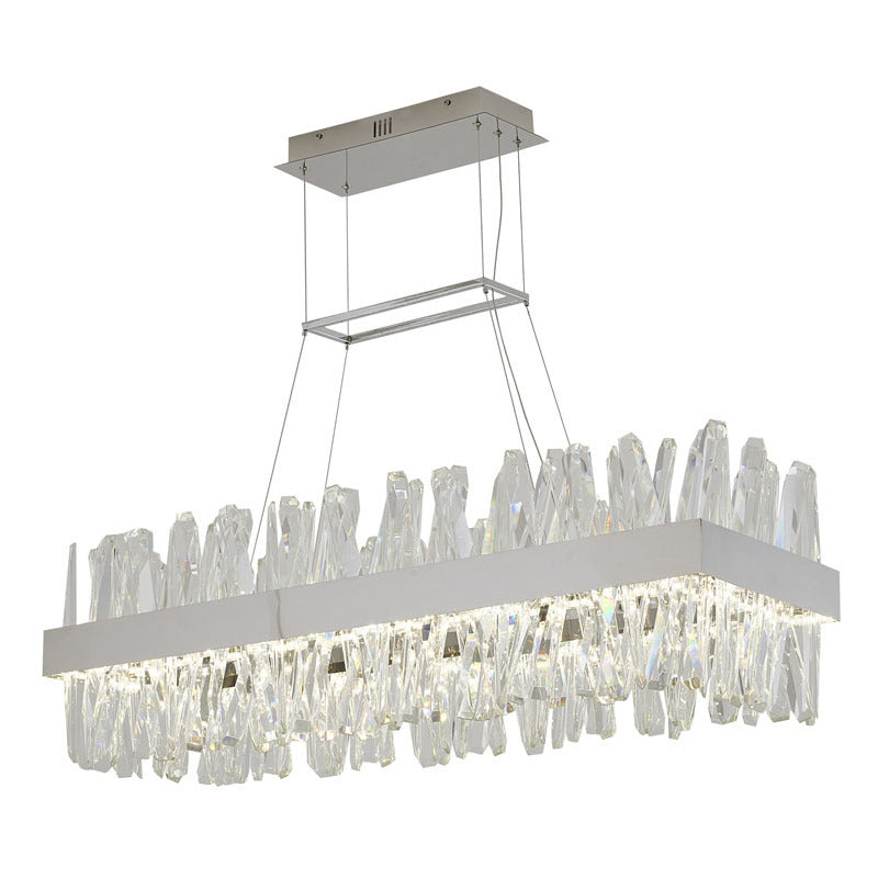 Rectangular Frame Chandelier with Clear Crystals (LX61) in Chrome by Bethel