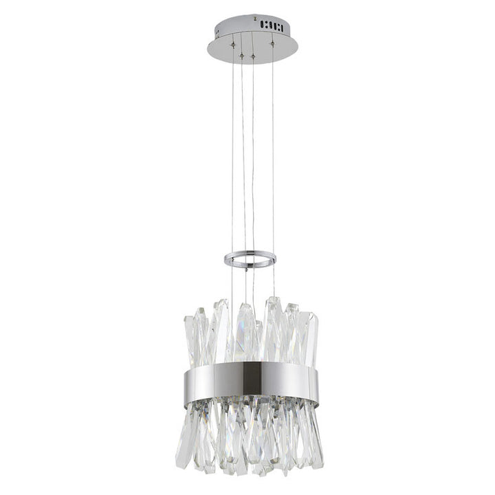 Stainless Steel Frame LED Pendant with Clear Crystals by Bethel - view 2