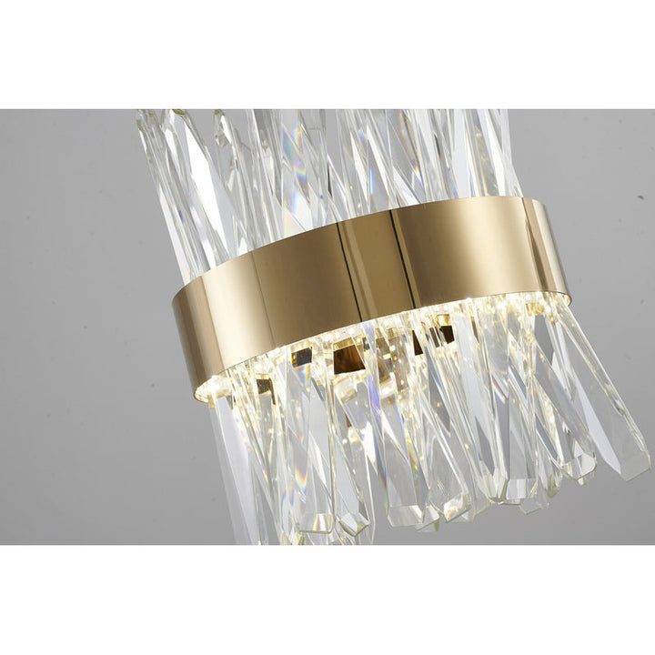 Stainless Steel Frame LED Pendant with Clear Crystals by Bethel - view 7