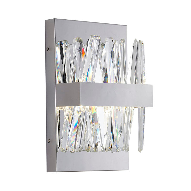 Stainless Steel Wall Sconce with Clear Crystals in Chrome by Bethel