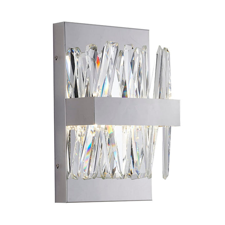 Stainless Steel Wall Sconce with Clear Crystals in Chrome by Bethel