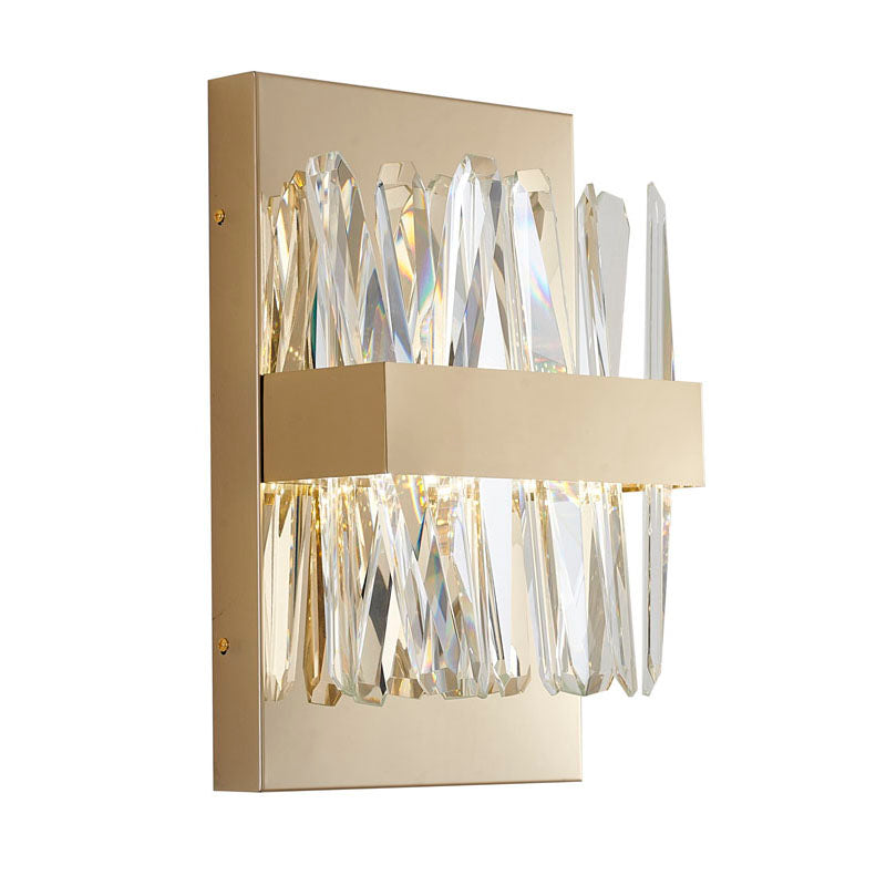 Stainless Steel Wall Sconce with Clear Crystals in Gold by Bethel