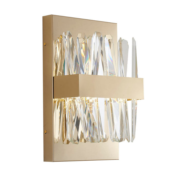 Stainless Steel Wall Sconce with Clear Crystals in Gold by Bethel