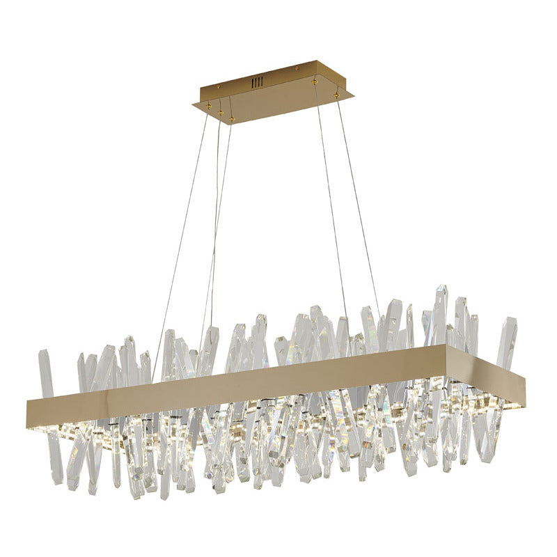 Rectangular Frame Chandelier with Clear Crystals (LX61) in Gold by Bethel