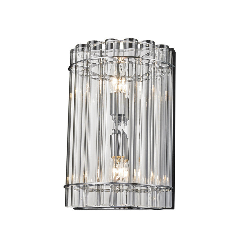 Chrome Metal Frame Wall Sconce with Clear Glass Tubes Size: L9'' D4.7''