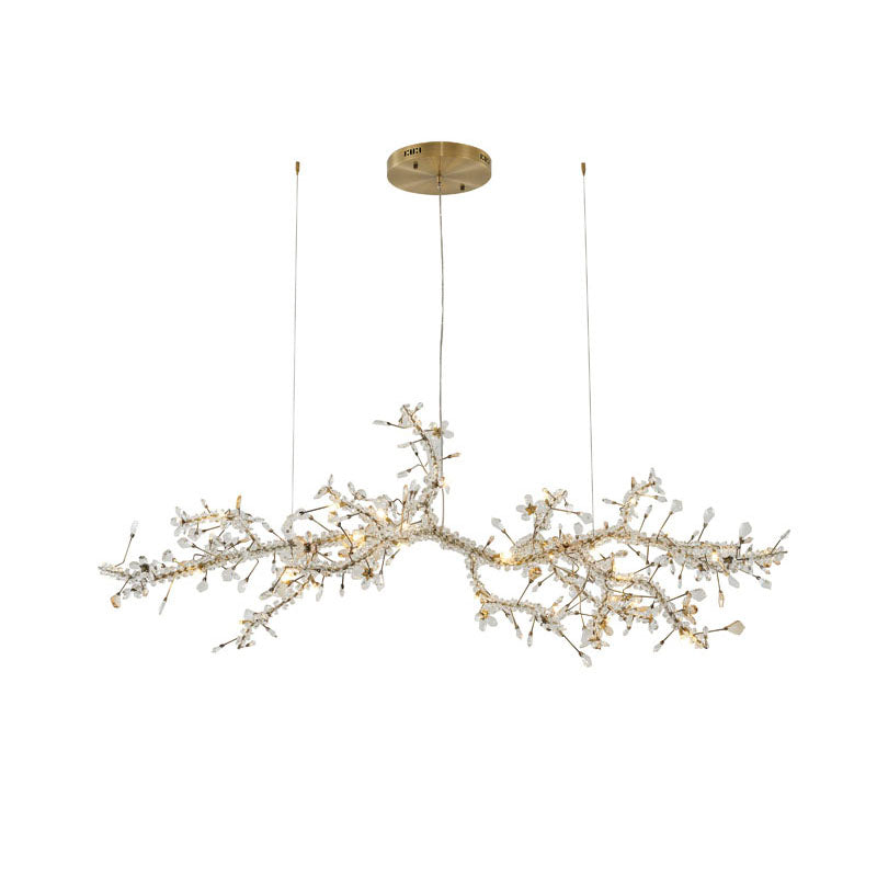 Clear &amp; Champagne Crystal Branch Chandelier with Hardware