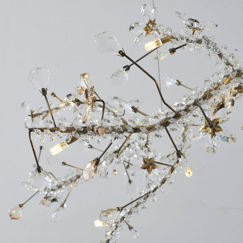 Clear &amp; Champagne Crystal Branch Chandelier with Hardware