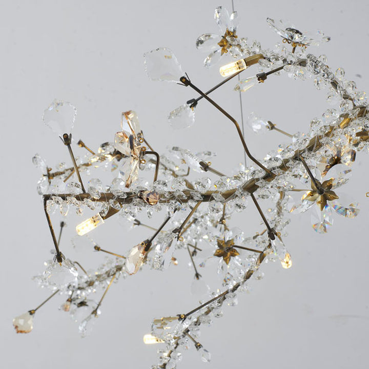 Clear &amp; Champagne Crystal Branch Chandelier with Hardware