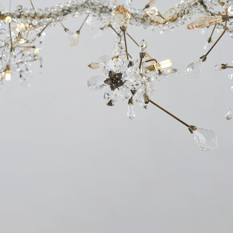 Clear &amp; Champagne Crystal Branch Chandelier with Hardware