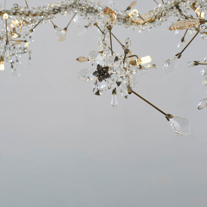 Clear &amp; Champagne Crystal Branch Chandelier with Hardware