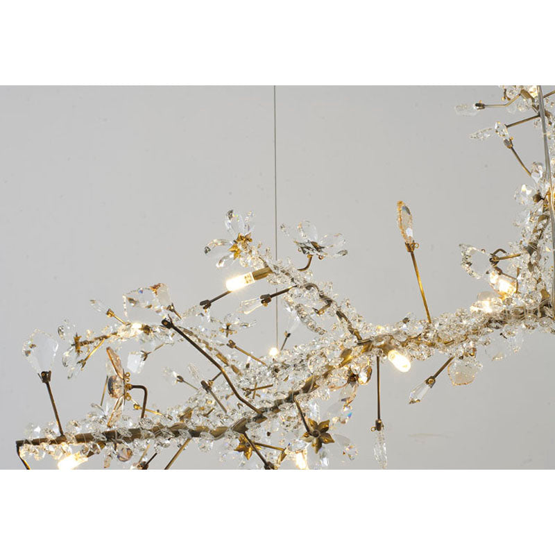 Clear &amp; Champagne Crystal Branch Chandelier with Hardware