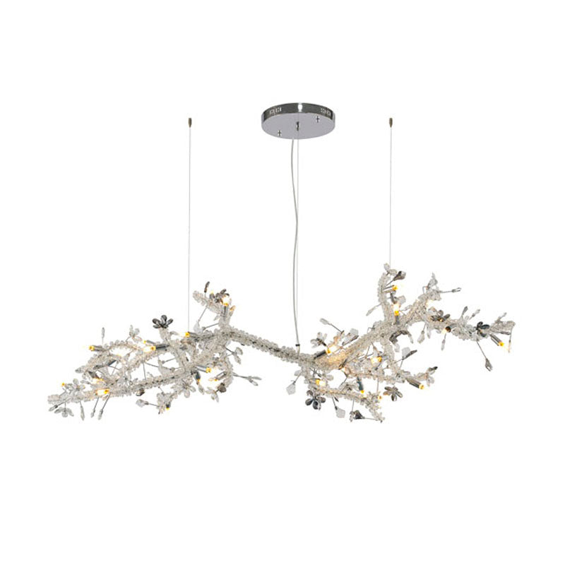 Clear &amp; Champagne Crystal Branch Chandelier with Hardware