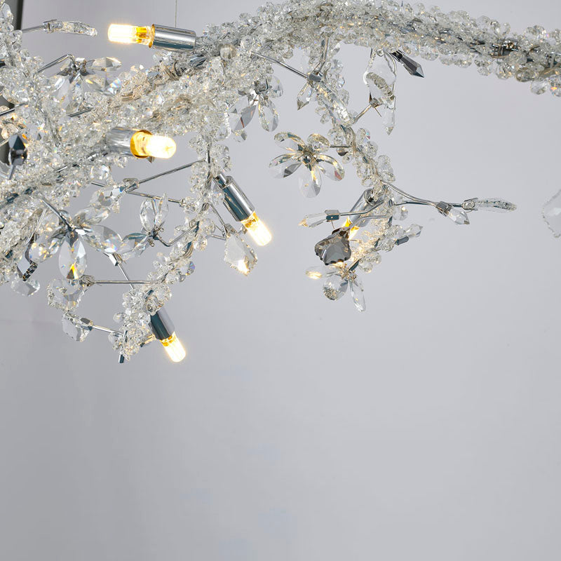 Clear &amp; Champagne Crystal Branch Chandelier with Hardware