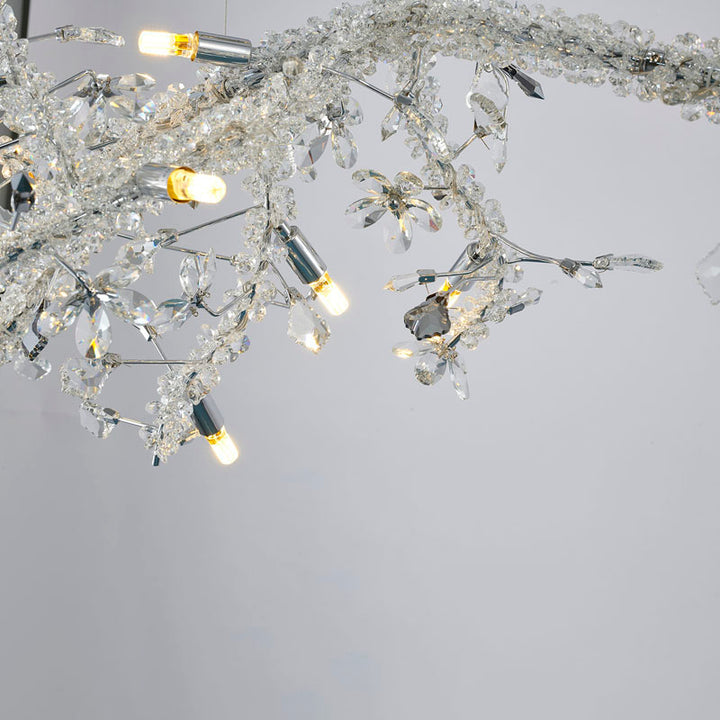 Clear &amp; Champagne Crystal Branch Chandelier with Hardware