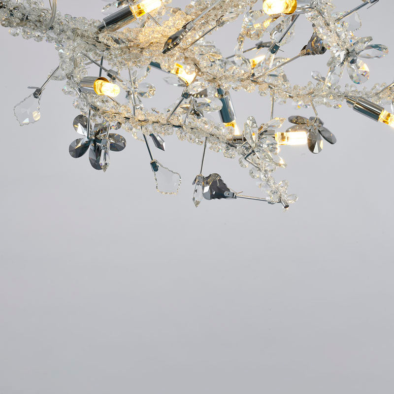 Clear &amp; Champagne Crystal Branch Chandelier with Hardware