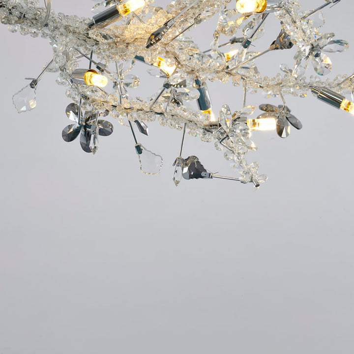 Clear &amp; Champagne Crystal Branch Chandelier with Hardware