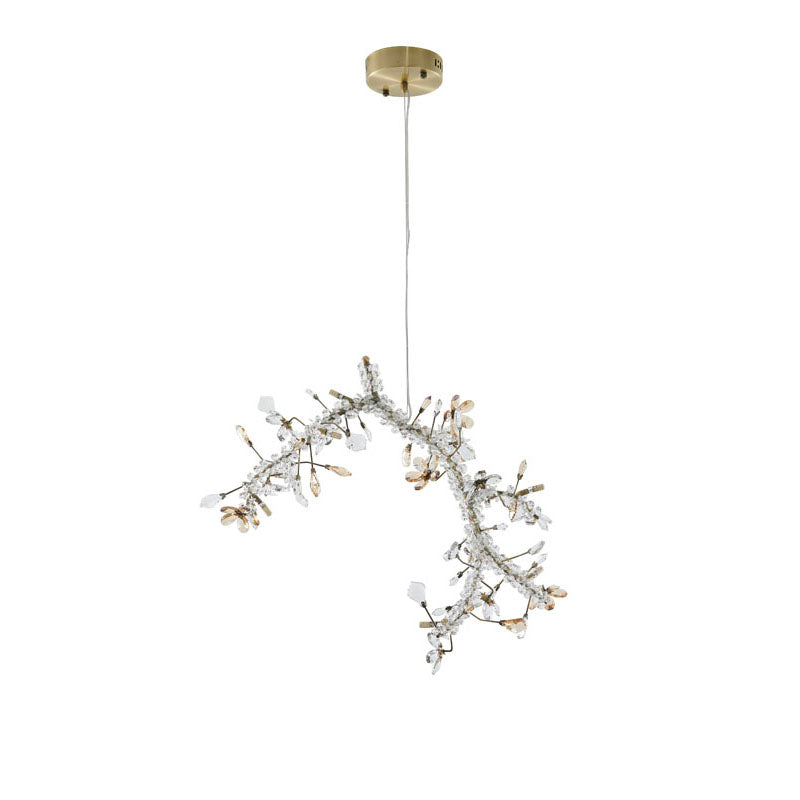 Clear &amp; Champagne Crystal Branch Chandelier with Hardware