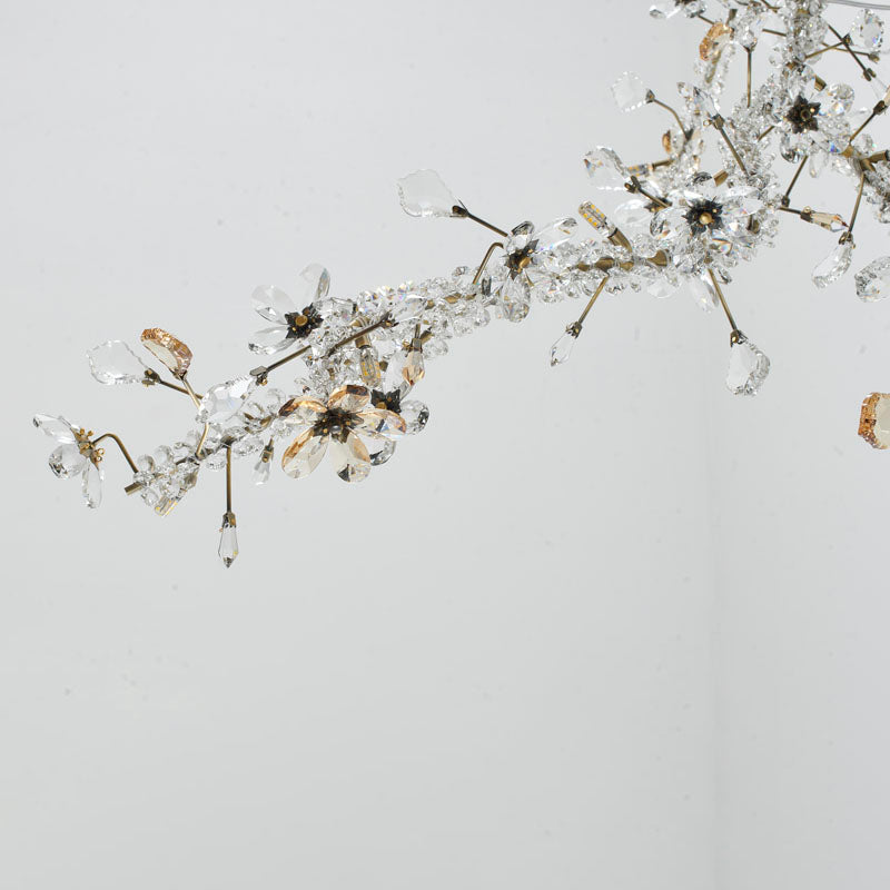 Clear &amp; Champagne Crystal Branch Chandelier with Hardware