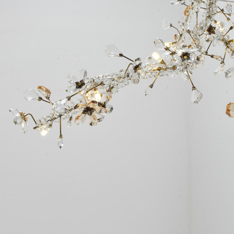 Clear &amp; Champagne Crystal Branch Chandelier with Hardware