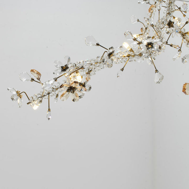 Clear &amp; Champagne Crystal Branch Chandelier with Hardware