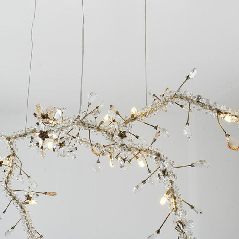 Clear &amp; Champagne Crystal Branch Chandelier with Hardware