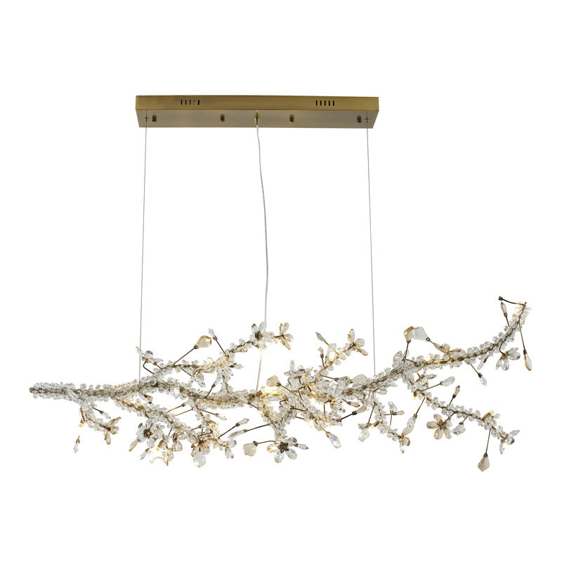 Clear &amp; Champagne Crystal Branch Chandelier with Hardware