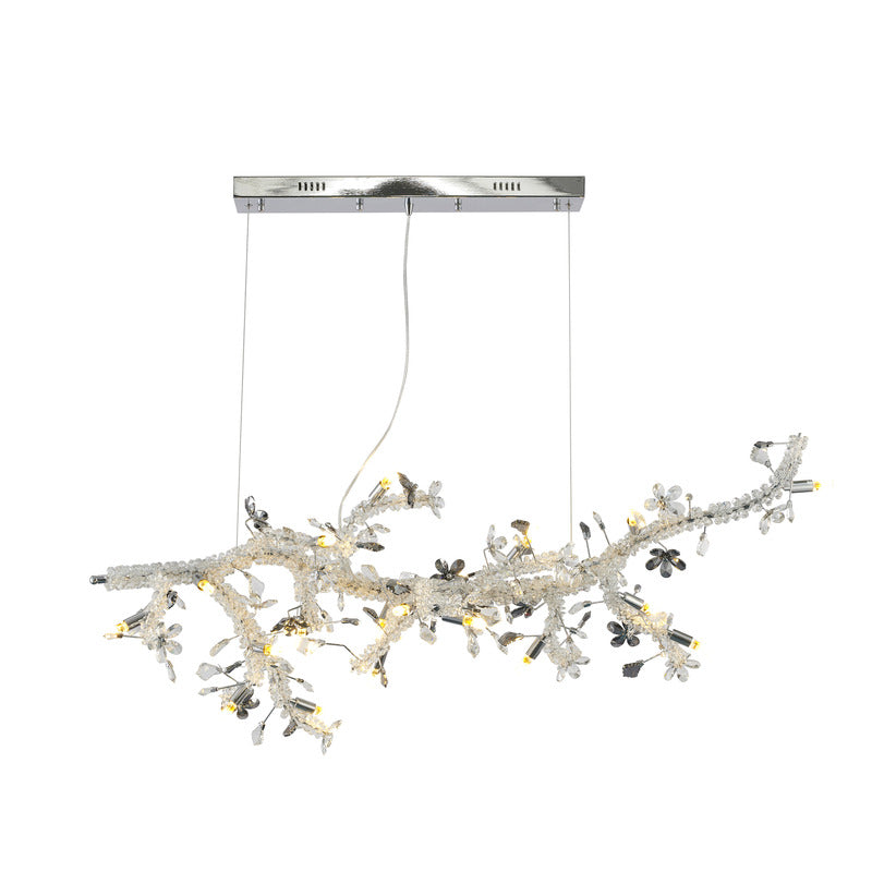 Clear &amp; Champagne Crystal Branch Chandelier with Hardware