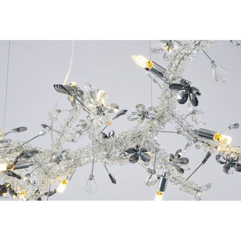 Clear &amp; Champagne Crystal Branch Chandelier with Hardware