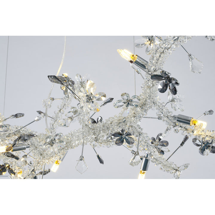Clear &amp; Champagne Crystal Branch Chandelier with Hardware