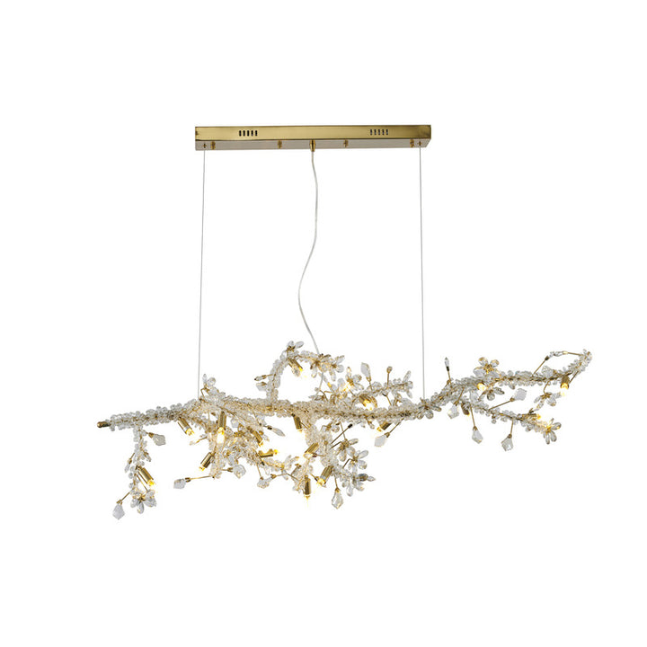 Clear &amp; Champagne Crystal Branch Chandelier with Hardware