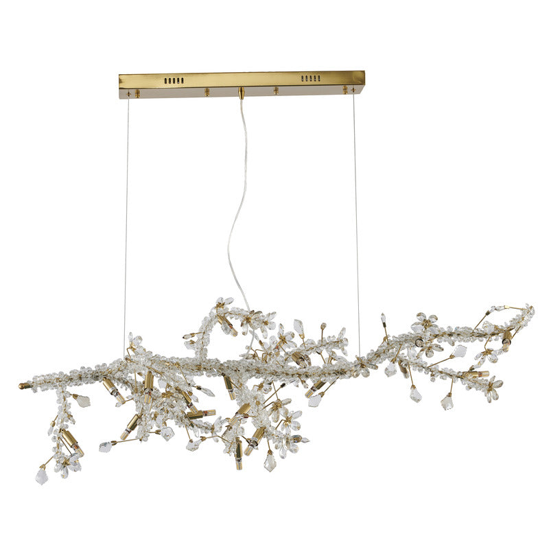 Clear &amp; Champagne Crystal Branch Chandelier with Hardware
