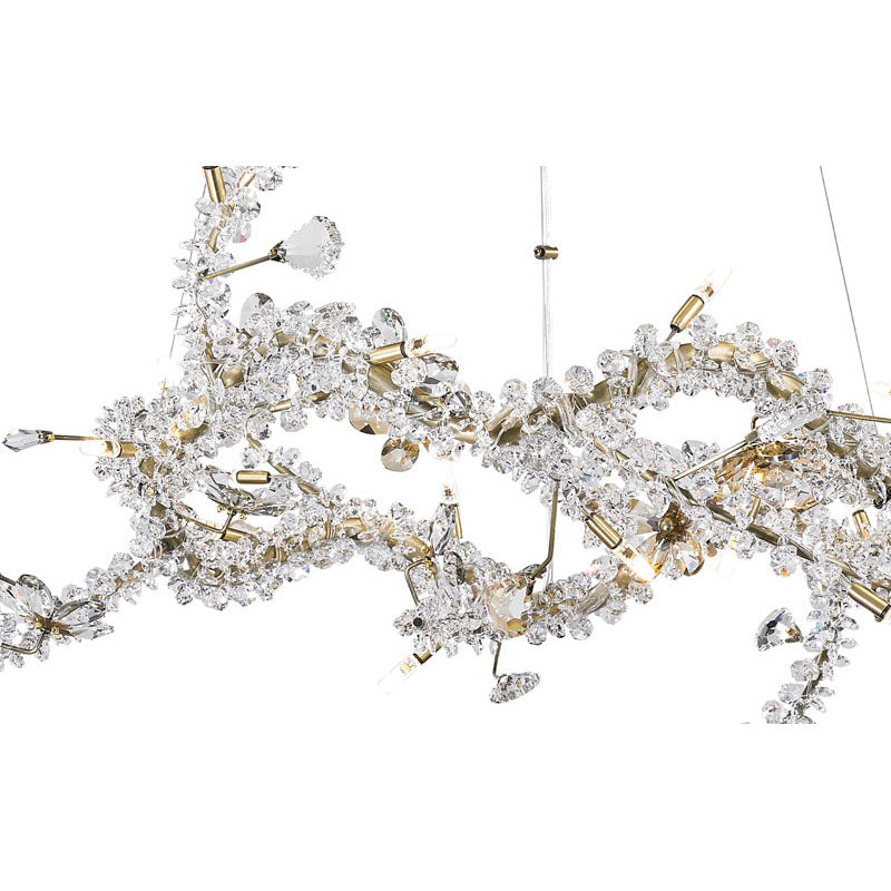 Round Metal Frame Branch Chandelier with Clear and Champagne Crystal by Bethel - view 2