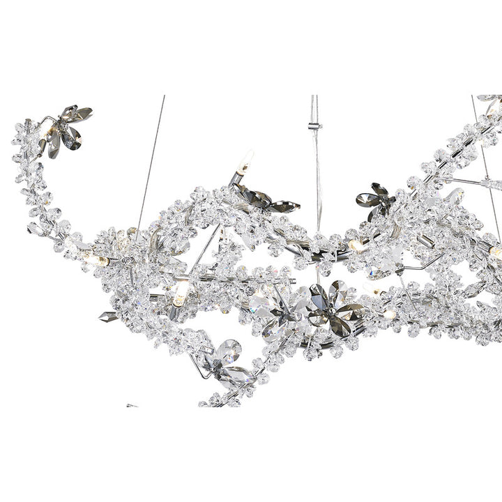 Round Metal Frame Branch Chandelier with Clear and Champagne Crystal by Bethel - view 4