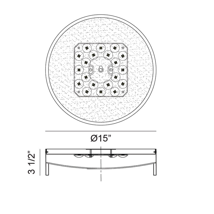 LED Steel Frame with White Acrylic Diffuser Two Tone Flush Mount 3CCT