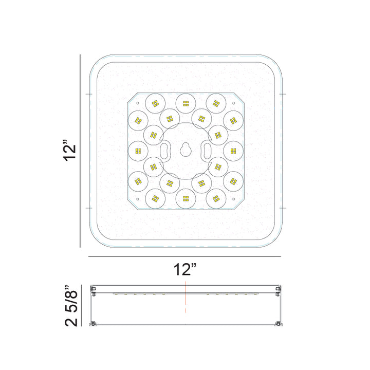 LED Steel Two Tone Frame with Acrylic Diffuser Flush Mount