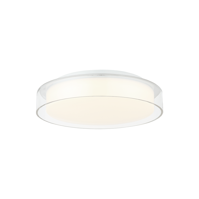 LED Steel Frame with White and Clear Acrylic Shade Flush Mount