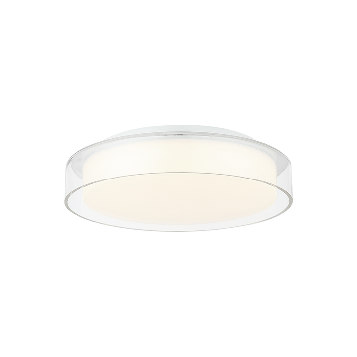 LED Steel Frame with White and Clear Acrylic Shade Flush Mount