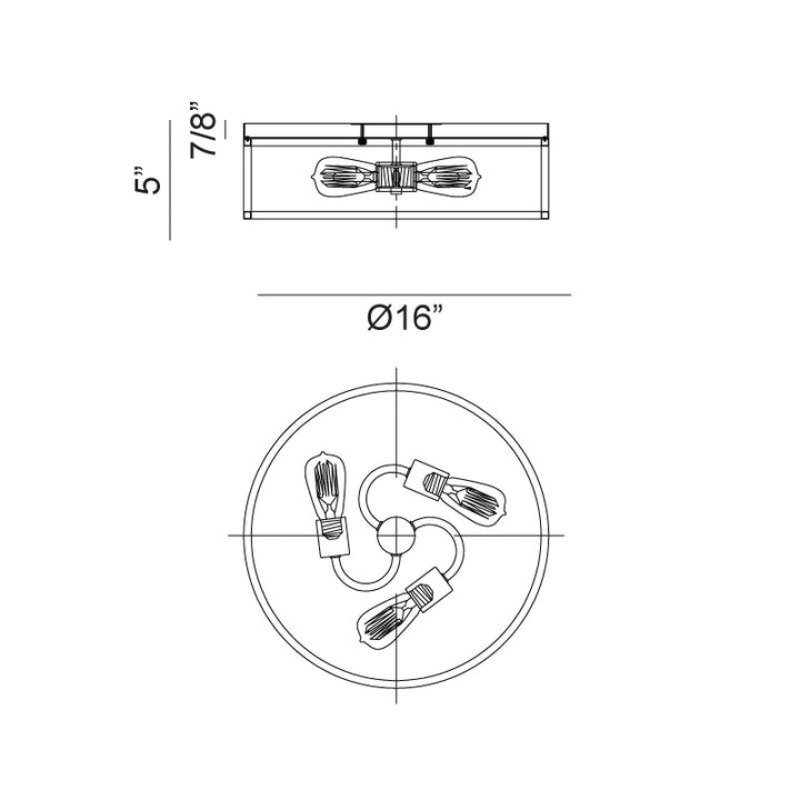 Steel Open Air Two Tone Color Round Frame Flush Mount